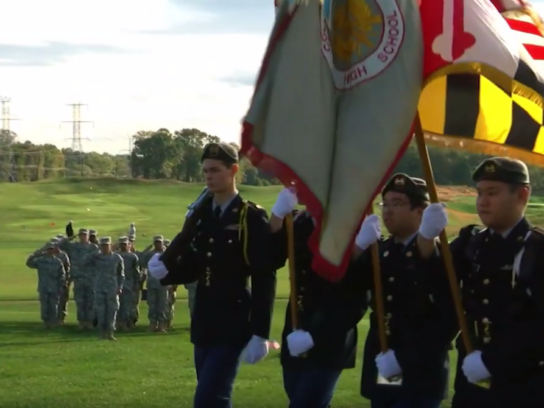 photo of honor guard at Magruder high School Eagle Battalion golf event