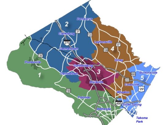 graphic of the Montgomery County Council Districts