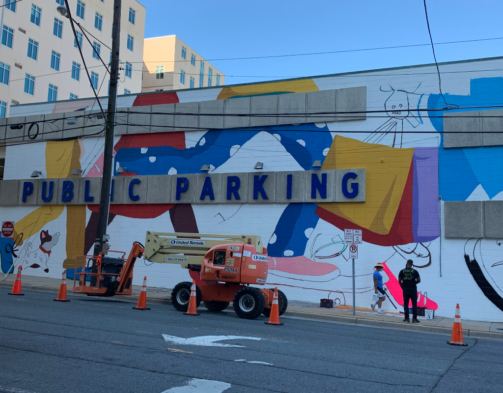 Artist Transforms Bethesda Parking Garage into Colorful Mural