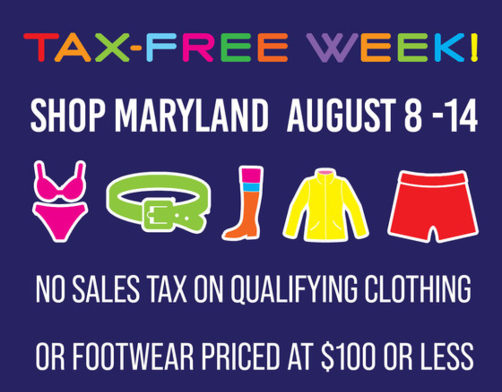 Maryland Tax-Free Week begins Sunday