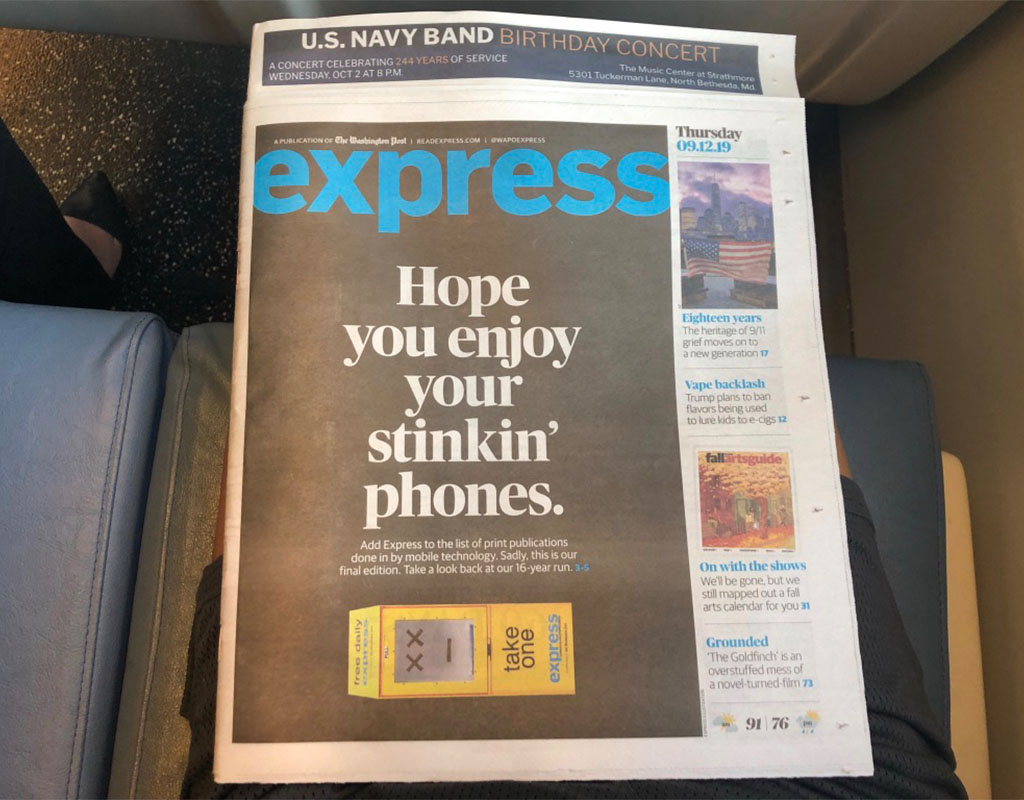 Details about   Washington Post Express Final Edition Newspaper WaPo Amazon DC 9/12/2019 Paper 