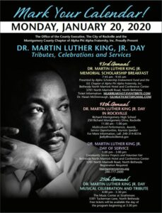 graphic of montgomery county 2020 martin luther king jr day tribute