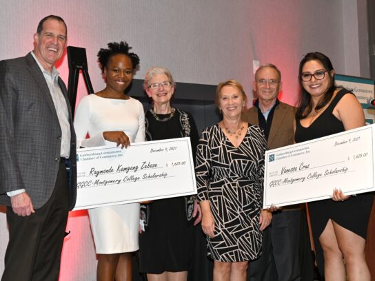 photo of Mike Knapp, Marilyn Balcombe and Montgomery College award recepients