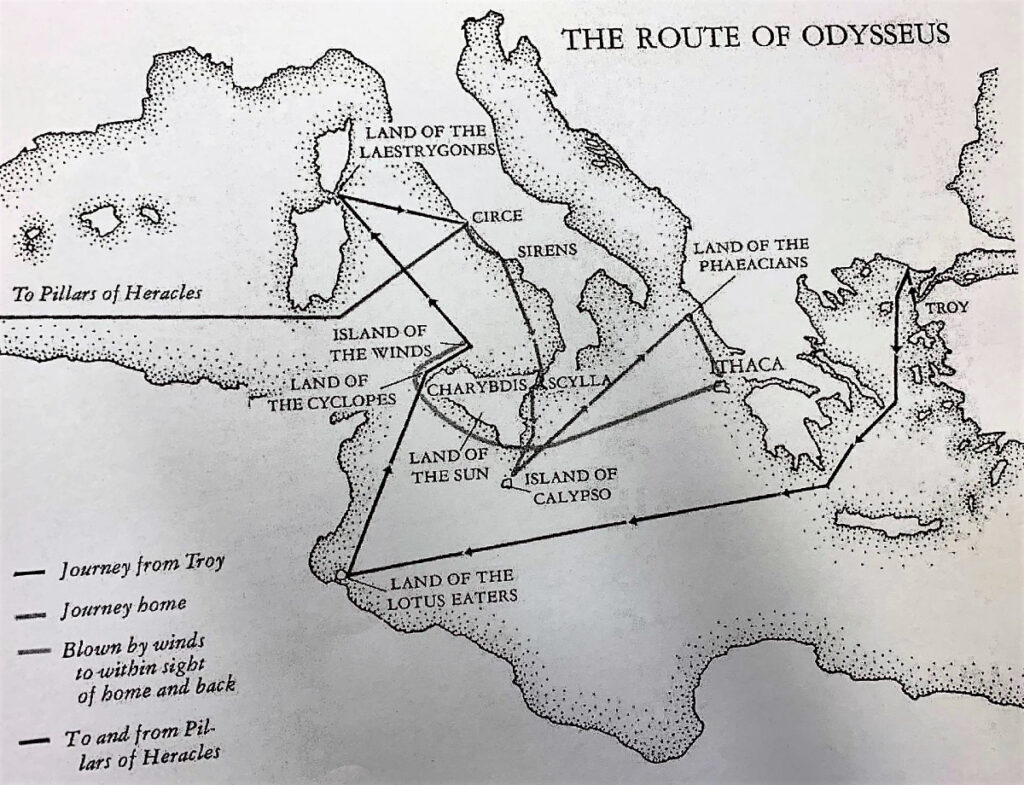photo of usual route of Ulysses map