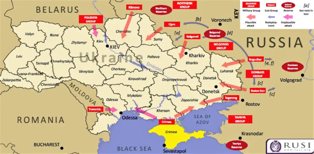 photo of Possible invasion routes for Russian forces to take over all of Ukraine (courtesy of Business Insider).