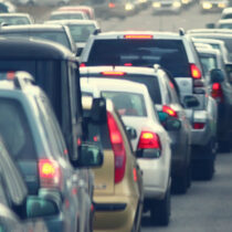 photo of cars stuck in a traffic jam