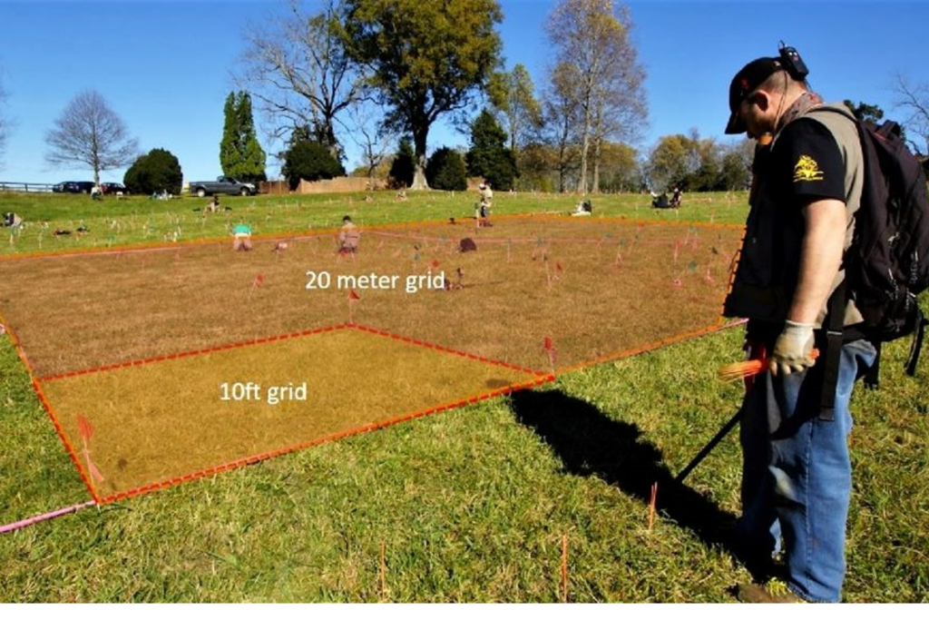 photo of metal detector at work on grids