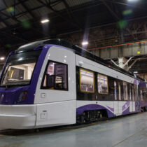 photo of first assembled purple line light rail vechicle