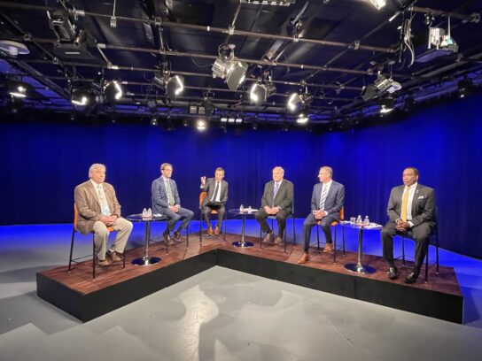 photo of county executive candidate forum in studio