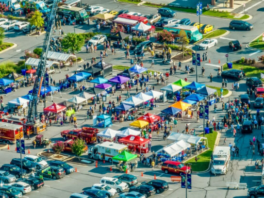 aerial photo of National Night Out event in Olney Aug 2, 2022 by Tim Pruss