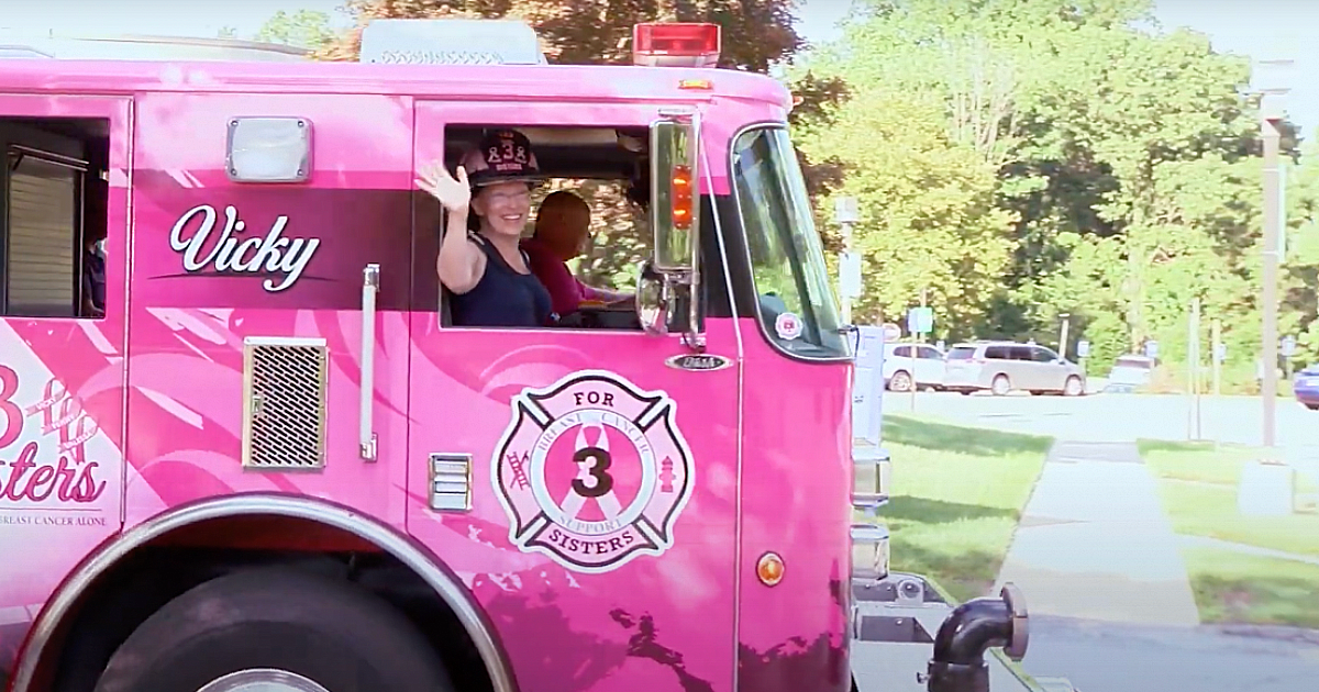 Breast Cancer Patient Finishes Treatment, Goes Home in Pink Fire Engine ...