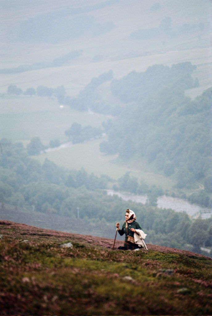 A photo of the Queen released by the royal family shortly after her death, showing her energetically hiking in her beloved Scottish Highlands.