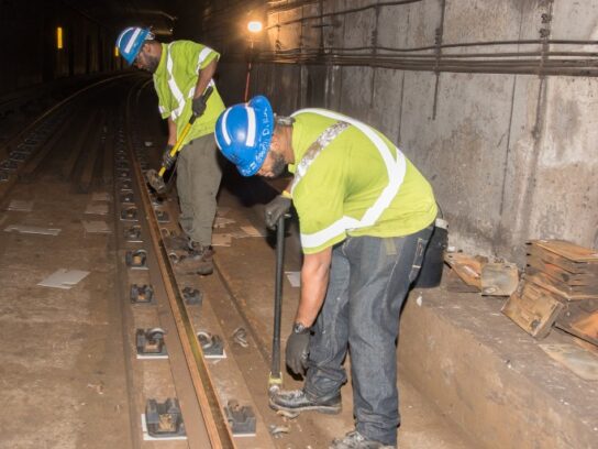 photo of metro working on tracks