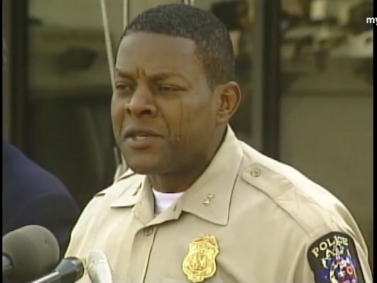 photo of former MCPD police chief Charles Moose Oct 2002 at DC Sniper press conference