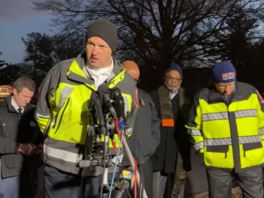 photo of fire chief scott goldstein's media briefing on gaithersburg fire and explosion
