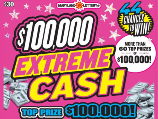 Maryland lottery Extreme Cash scratch off ticket