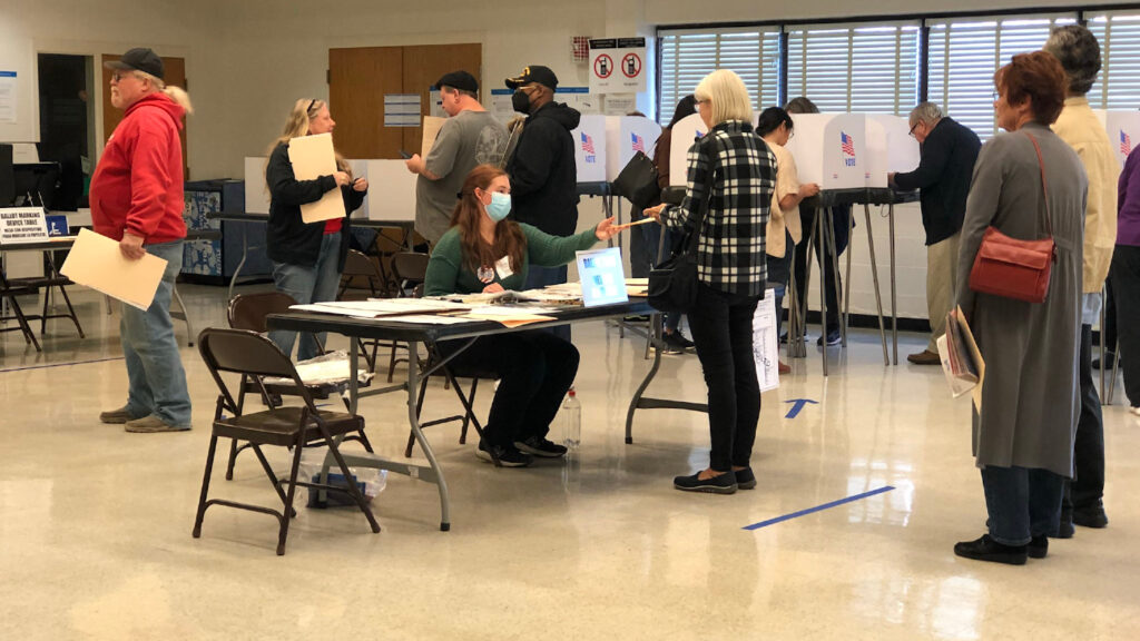 phoro of voters nov 8 2022 at laytonsville elementary school poll