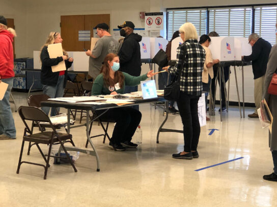 phoro of voters nov 8 2022 at laytonsville elementary school poll