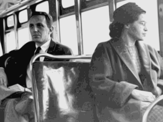 photo of Rosa Parks riding a bus