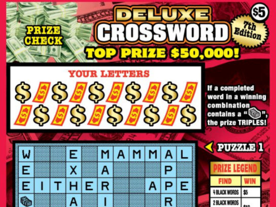 maryland lottery deluxe crossword scratch off ticket
