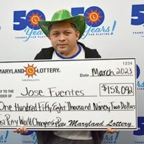 photo of man winning at maryland lottery