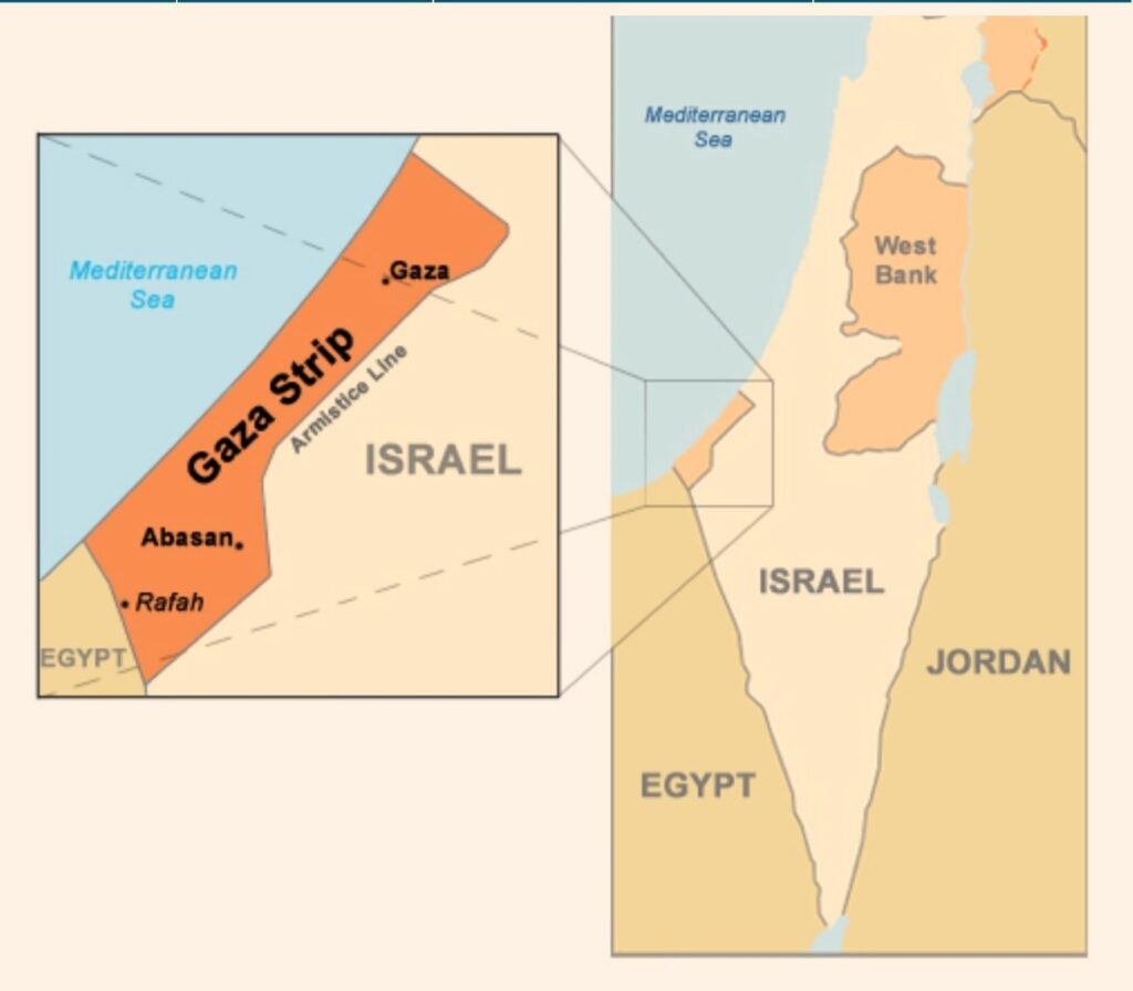 map of Gaza in Israel