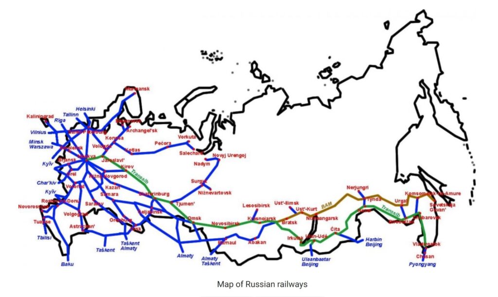map of Russian Railways