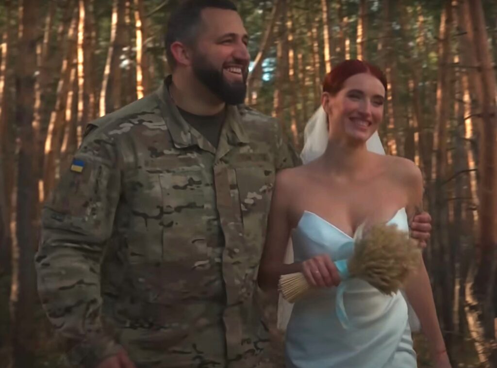 Ukrainian sniper Evgenia Emerald at her wedding